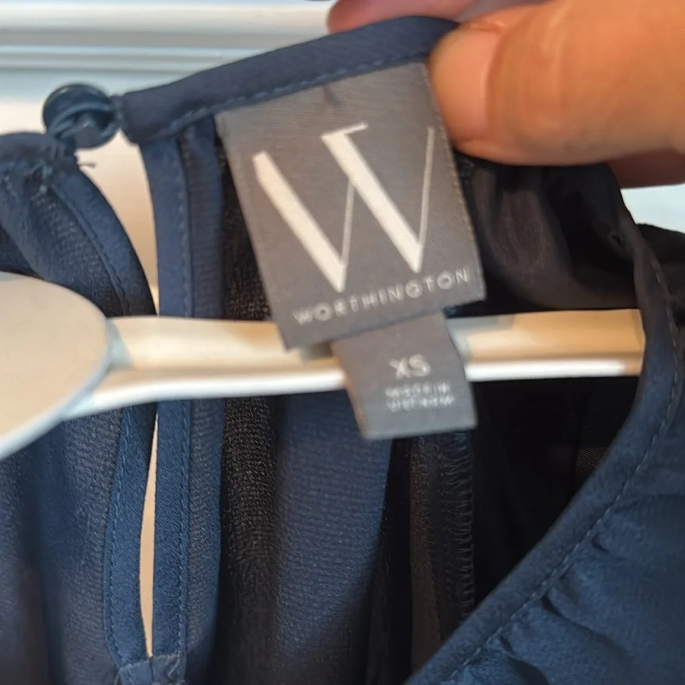 Worthington Navy Blue Blouse-NWT retail 49 - Picture 5 of 7